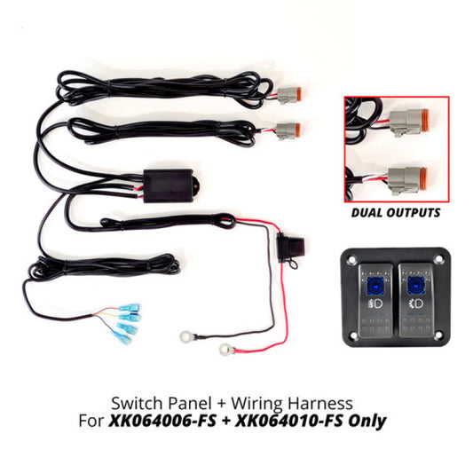 XKGlow 2 Button Switch Panel + 2 Output wire for Fog Strobe Combo - Part XK064-WIRE-2OP