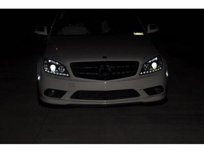 Spyder Mercedes Benz C-Class 08-11 Projector Headlights Halogen - DRL Blk PRO-YD-MBW20408-DRL-BK SPYDER