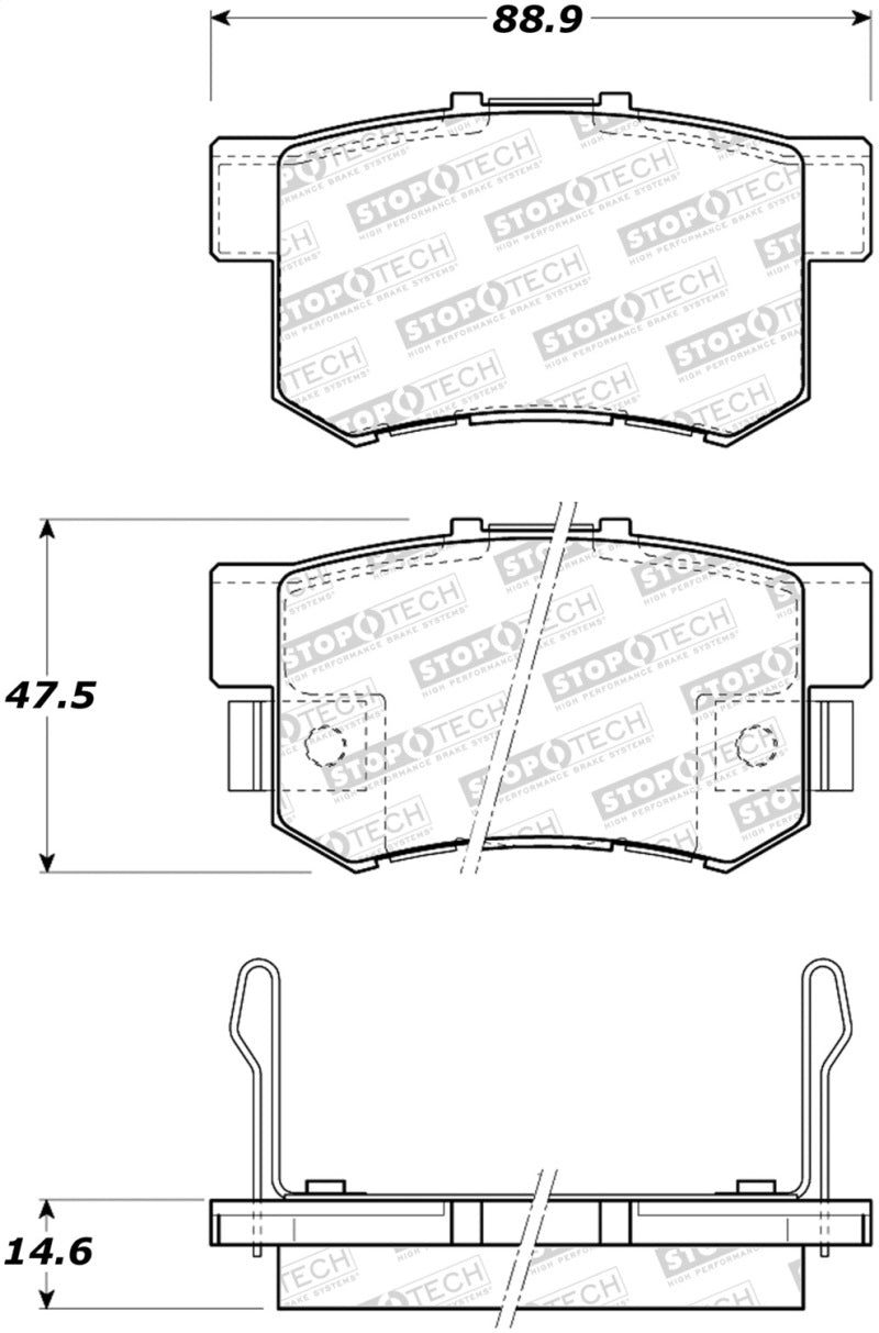 StopTech Premium Ceramic Front Brake Pads - 308.05361 Stoptech