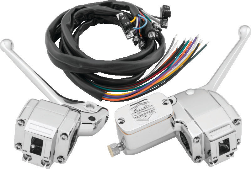 Bikers Choice 73-81 Big Twin & XL Chrome Handlebar Control Kit W/Black Switches - 488814