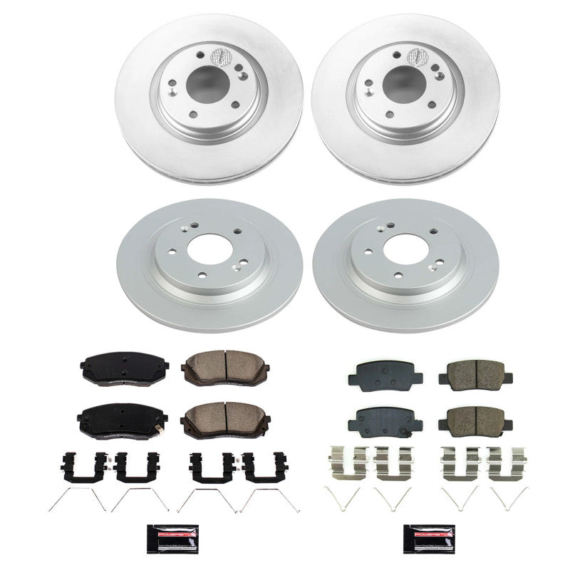 Power Stop 2021 Kia Seltos Front & Rear Z17 Coated Brake Kit PowerStop
