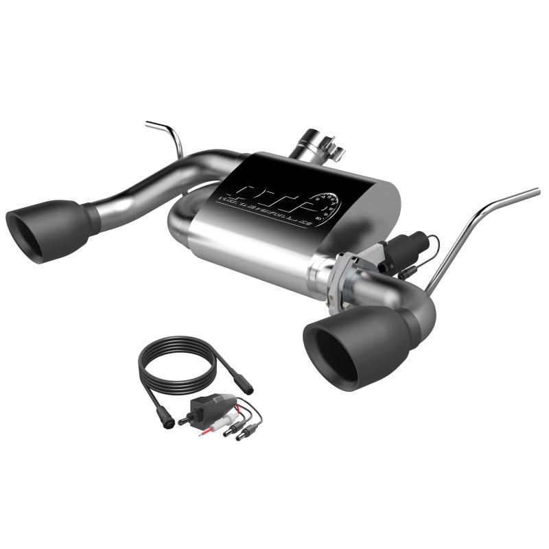 QTP 07-18 Jeep Wrangler 3.6L/3.8L 304SS Screamer Axle Back Exhaust w/4in Black Tips QTP