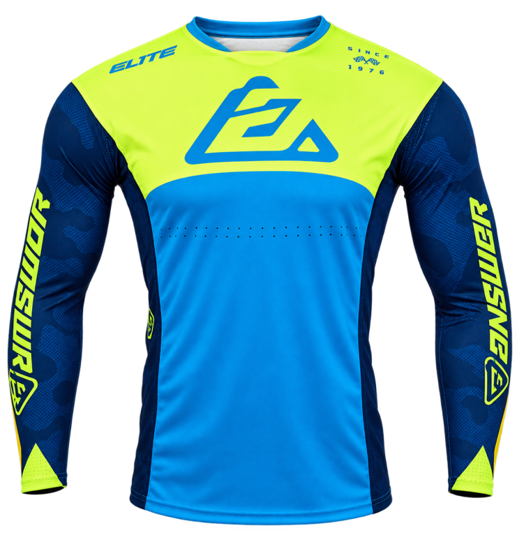 Answer  Elite Camo Jersey Cyan/Hyper Acid/Black - Small