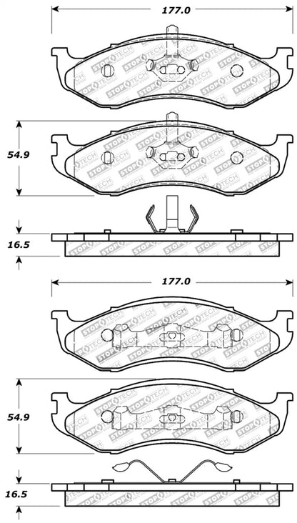 StopTech Sport Brake Pads w/Shims and Hardware - Rear Stoptech