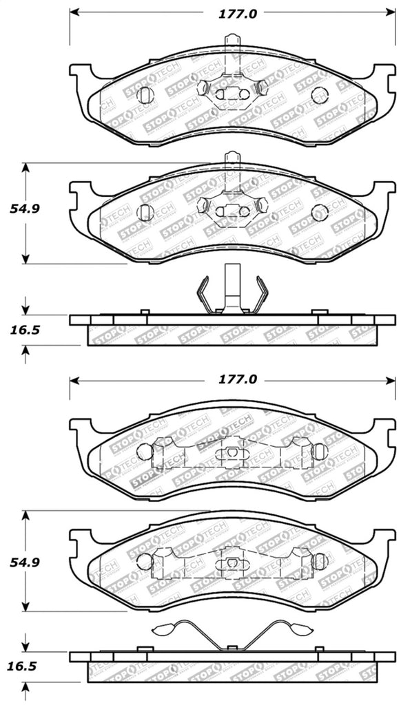 StopTech Sport Brake Pads w/Shims and Hardware - Rear