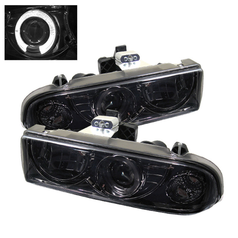 Spyder Chevy S10 98-04 Projector Headlights LED Halo Smke - Low H1 PRO-YD-CS1098-SMC SPYDER