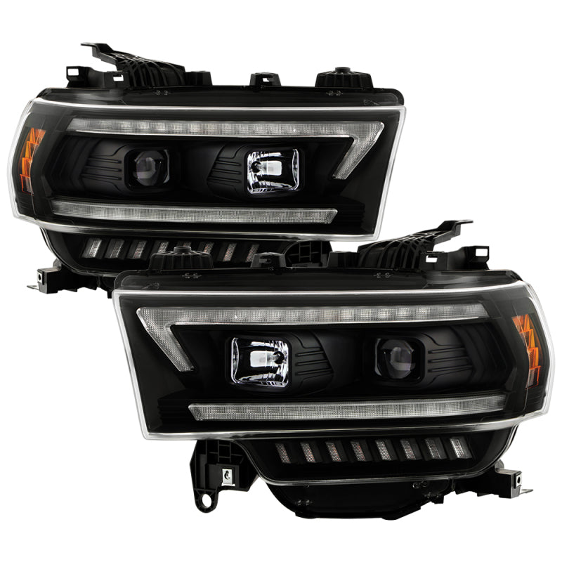 Spyder 19-22 Dodge Ram 2500 (Halogen Only) Projector Headlights - Black PRO-YD-DR19HDHALSI-SEQ-BK SPYDER