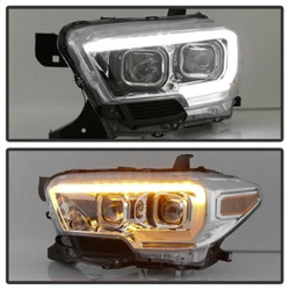 xTune Toyota Tacoma 16-18 DRL Light Bar Projector Headlights - Chrome PRO-JH-TTA16-LBDRL-C SPYDER