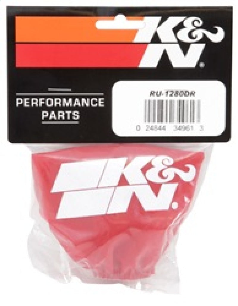 K&N Drycharger Air Filter Wrap - Round Straight - Red Closed Top 3in Inside Dia x 4in Height K&N Engineering