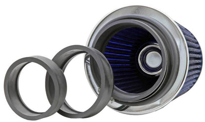 K&N Universal Air Filter Chrome Round Tapered Blue - 4in Flange ID x 1.125in Flange Length x 5.5in H K&N Engineering