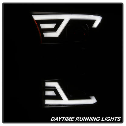 xTune 15-17 Ford F-150 DRL LED Light Bar Projector Headlights - Black Smoke (PRO-JH-FF15015-LB-BSM) SPYDER
