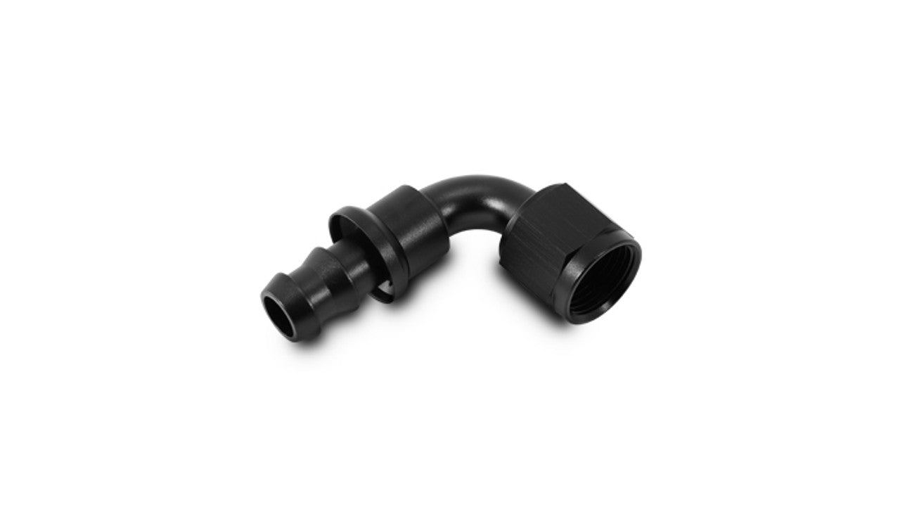 Vibrant -8AN 90° Push-On Hose End Fitting | Female AN, Black Anodized Aluminum (22908)