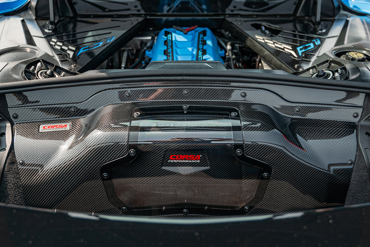 Corsa 2020+ Chevrolet Corvette C8/Z06 Carbon Fiber Air Intake Trunk Panel with Polycarbonate Window 44009
