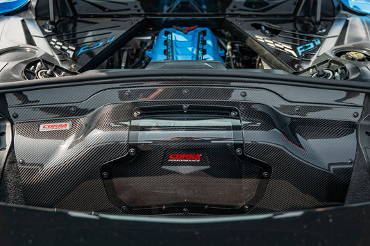 Corsa 2020+ Chevrolet Corvette C8/Z06 Carbon Fiber Air Intake Trunk Panel with Polycarbonate Window 44009