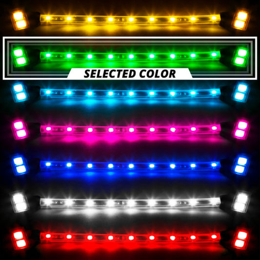 XKGlow Green - 10xPod + 4x8"Strips Single Color XKGlow LED Accent Light Motorcycle Kit - 14 Piece - Part XK034002-G