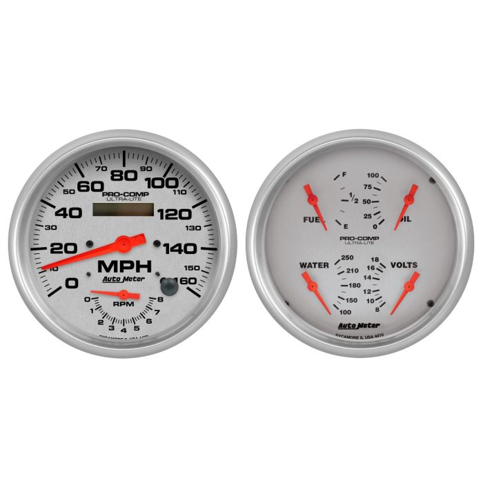 Autometer Ultra-Lite 2pc Gauge Kit Quad & Tach/Speedo 5in. 4405