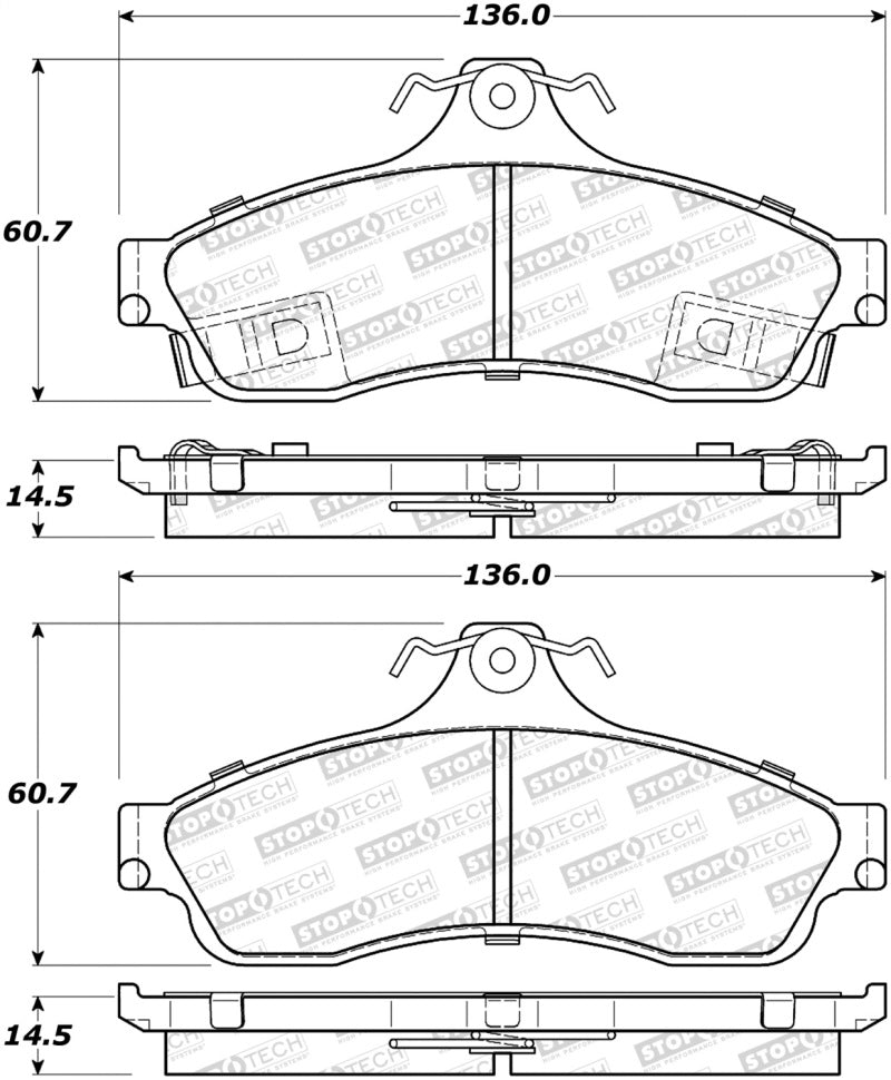 StopTech Premium Ceramic Rear Brake Pads - 308.06280