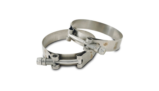 Vibrant Performance Stainless Steel T-Bolt Clamps (Pack of 2) - Clamp Range: 4.21in-4.49in, Exhaust/Intake Tubing Connection - Part 2798