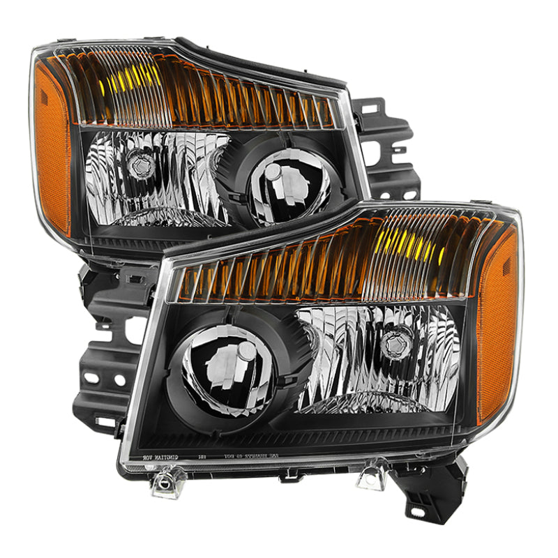 xTune Nissan Titan 04-15 (08-15 OE Style ) OEM Head Lights set - Black HD-JH-NTI08-AM-BK SPYDER