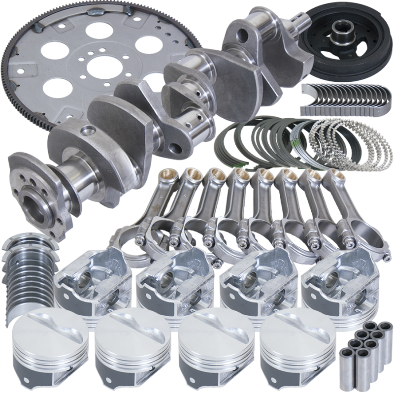 Eagle Chevy 350 1Pc 3.480in Crank 5.700in I-Beam Rods 4.000in Pistons 153 Tooth FP Balanced Assembly