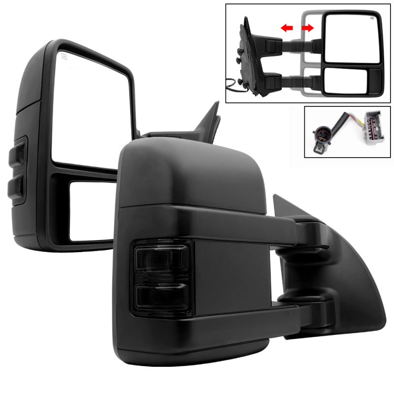 Xtune L&R G2 Ford Superduty 99-07 Heated Smoke Signal Telescoping Mirrors MIR-FDSD99S-G2-PW-SM-SET SPYDER