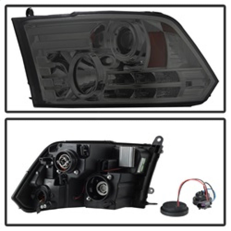 Spyder Dodge Ram 09-12 Projector Headlights Light Bar DRL Smoke PRO-YD-DR09-LBDRL-SM SPYDER