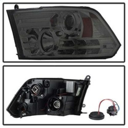 Spyder Dodge Ram 09-12 Projector Headlights Light Bar DRL Smoke PRO-YD-DR09-LBDRL-SM SPYDER