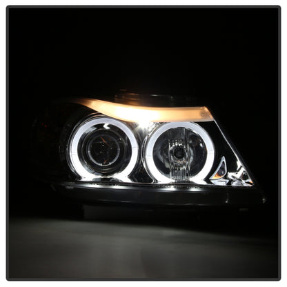 Spyder BMW E90 3-Series 06-08 (4 dr) Proj LED Halo Amber Reflctr Rplc Bulb Smke PRO-YD-BMWE9005-AM-S SPYDER