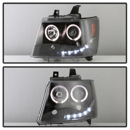 Spyder Chevy Suburban 1500 07-14 Projector Headlights LED Halo LED All Black PRO-YD-CSUB07-HL-BKV2 SPYDER