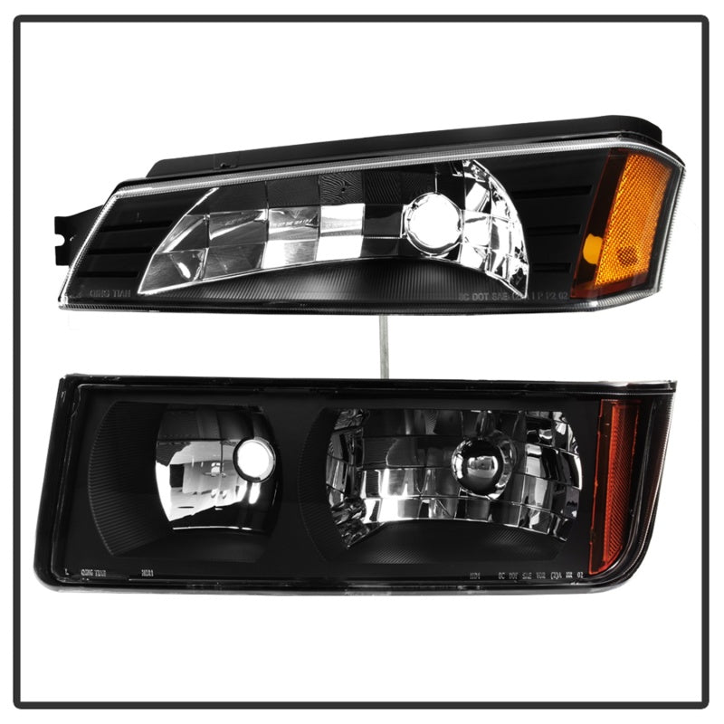 xTune 02-06 Chevy Avalanche w/Cladding OEM Bumper Light & Headlights - (BLACK) (HD-JH-CAVA02-SET-BK) SPYDER