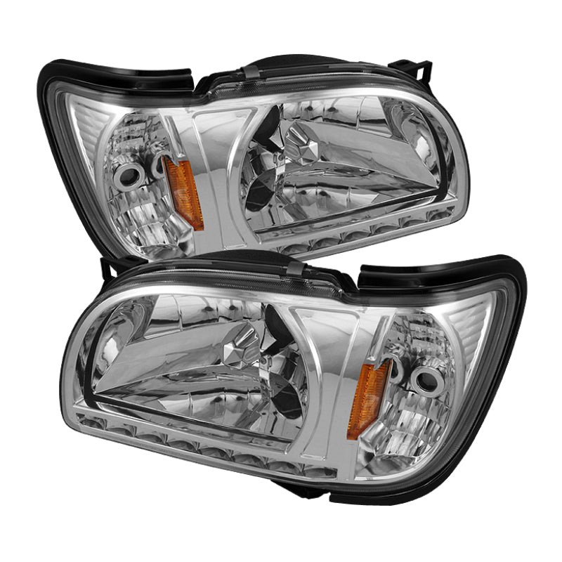 Xtune Toyota Tacoma 01-04 1 Piece w/ Black Trim Corner Crystal Headlights HD-ON-TT01-1PC-LED-C SPYDER