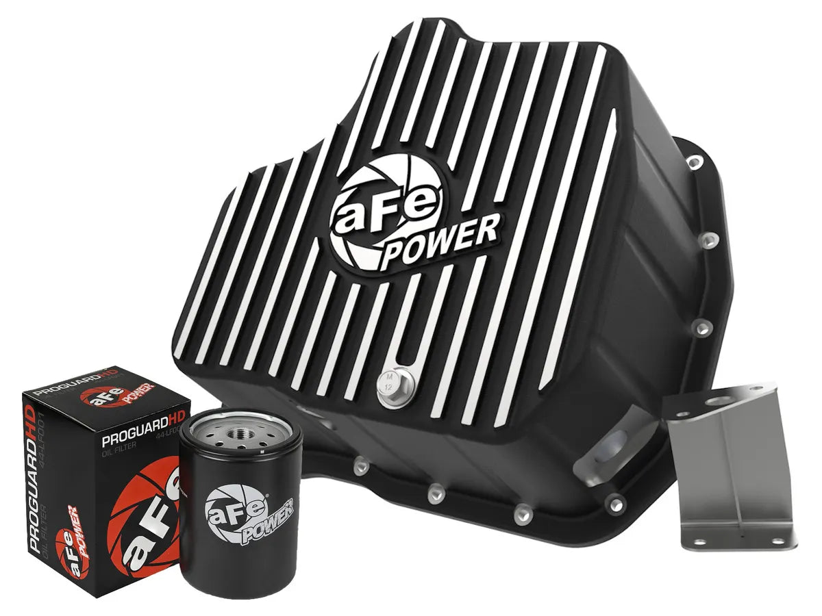 aFe POWER Pro Series Engine Oil Pan Black w/ Machined Fins - 46-71070B