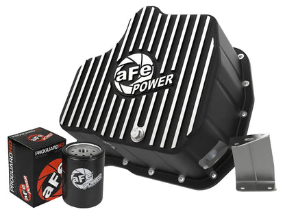 aFe POWER Pro Series Engine Oil Pan Black w/ Machined Fins - 46-71070B