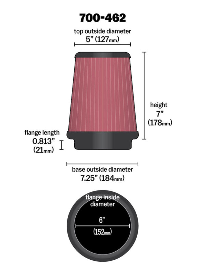 Airaid Universal Air Filter - Cone 6 x 7-1/4 x 5 x 7 Airaid