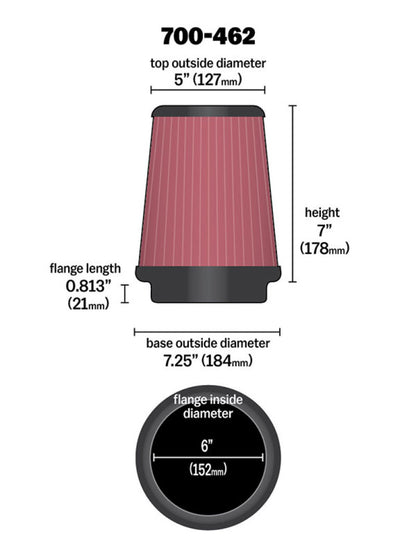 Airaid Universal Air Filter - Cone 6 x 7-1/4 x 5 x 7 Airaid