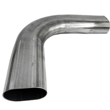 Load image into Gallery viewer, Granatelli 3in Oval Stainless Steel Horizontal 90 Deg Bend 4.5in Bend Radius Tubing