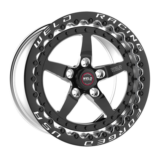 Weld Alpha-1 15x12 / 5x4.75 BP / 4in. BS - Black SBL MT - Black Center - Polished Shell
