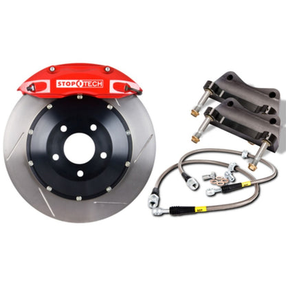 StopTech 08-13 BMW M3/11-12 1M Coupe Rear Red ST-40 Calipers 355x32 Slotted Rotors Pads & SS Lines Stoptech