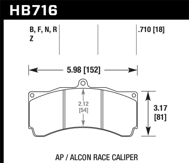 Hawk HPS Brake Pads w/ 0.710 Thickness - AP Racing Alcon Hawk Performance