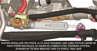 RockJock JL/JT Currectlync High Steer Trac Bar and Steering Stabilizer Shock Relocation Bracket