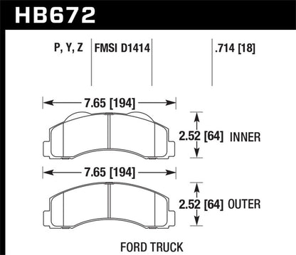 Hawk Performance DTC-70 Front Brake Pads - HB672U.714 Hawk Performance