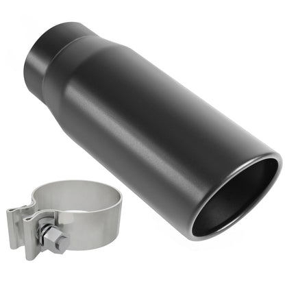 MagnaFlow Tip Black Coated  w/ Clamp Single Wall Round Outlet 4in Diameter 3in Inlet 12in Length Magnaflow
