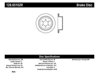 StopTech 04-09 Ford F150 2WD / 04-09 F150 4WD Drilled Right Rear Rotor Stoptech