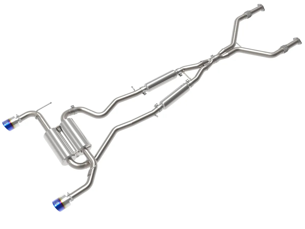 aFe 14-15 Infiniti Q50 V6 3.7L Takeda 2-1/2in 304 SS Cat-Back Exhaust System w/ Blue Flame Tips