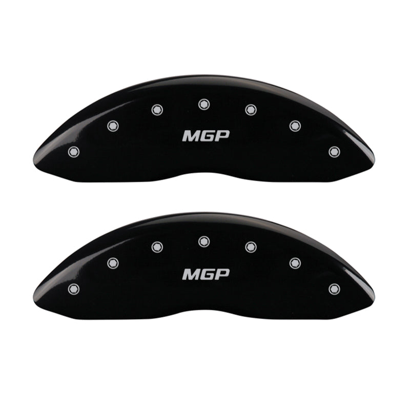 MGP 4 Caliper Covers Engraved Front & Rear MGP Black Finish Silver Characters 2018 Tesla S MGP