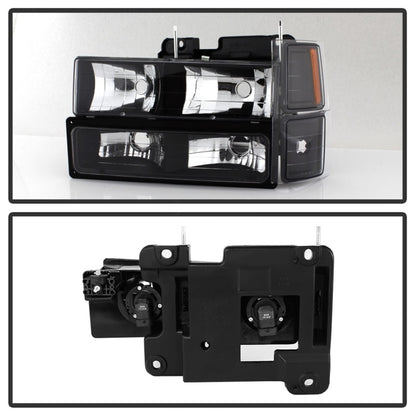 Xtune Chevy Suburban 94-98 Headlights w/ Corner & Parking Lights 8pcs Black HD-JH-CCK88-AM-BK-SET SPYDER