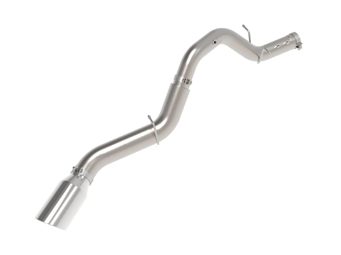 aFe Large Bore-HD 5 IN 409 Stainless Steel DPF-Back Exhaust System w/ Polished Tip- 49-44147-P