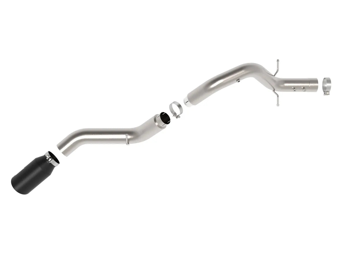 aFe Large Bore-HD 5 IN 409 Stainless Steel DPF-Back Exhaust System w/ Black Tip - 49-44147-B