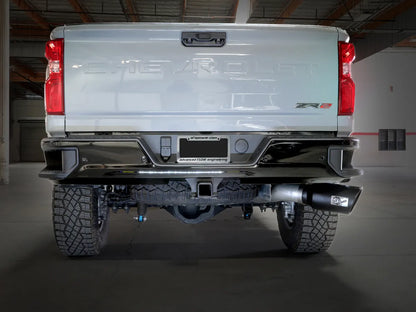 aFe Large Bore-HD 5 IN 409 Stainless Steel DPF-Back Exhaust System w/ Black Tip - 49-44147-B