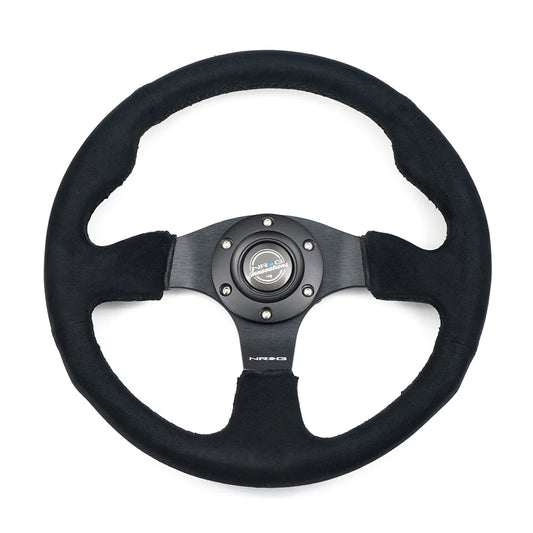 NRG Innovations 320mm Reinforced Racing Steering Wheel - Alcantara - Black Stitch – RST-012SA